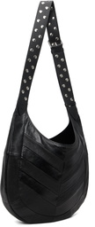 Valentino Garavani Black Boho Nappa Leather Chevron Pattern Bag