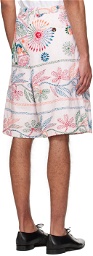Glass Cypress Off-White Embroidered Shorts