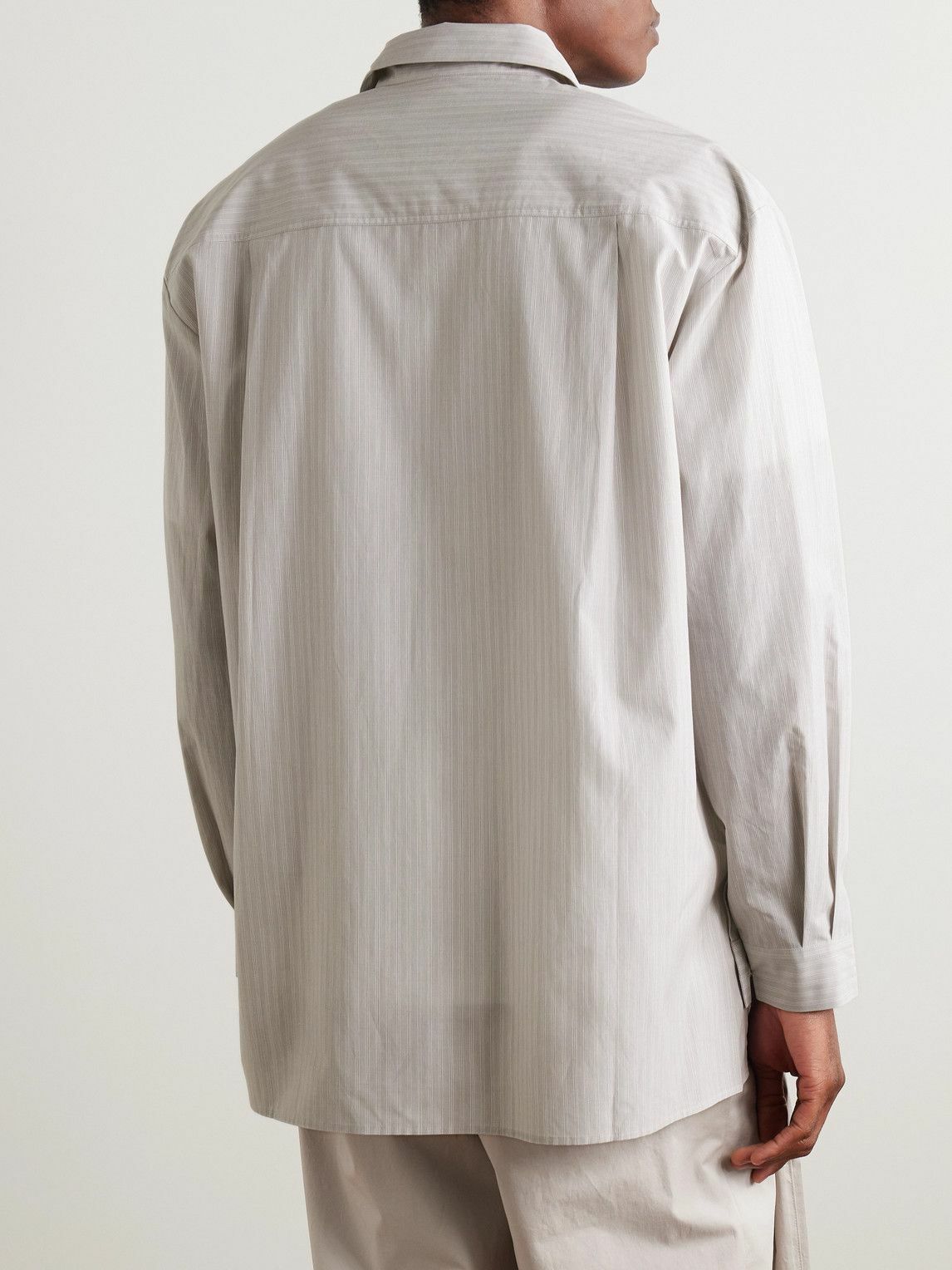 Amomento - Striped TENCEL™ Lyocell and Cotton-Blend Shirt - Gray