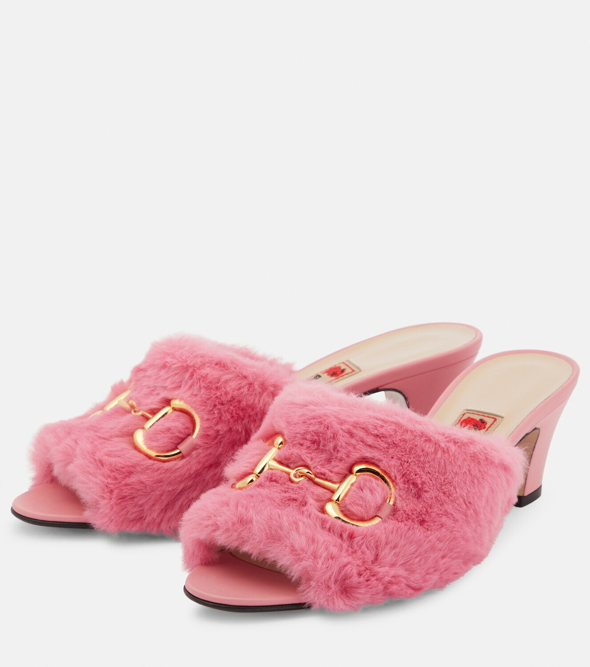 GUCCI ピンクファーミュール Gucci - Horsebit faux-fur mules Gucci