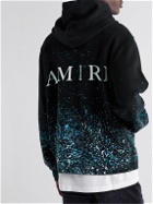 AMIRI - Crystal-Embellished Paint-Splattered Cotton-Jersey Hoodie - Black