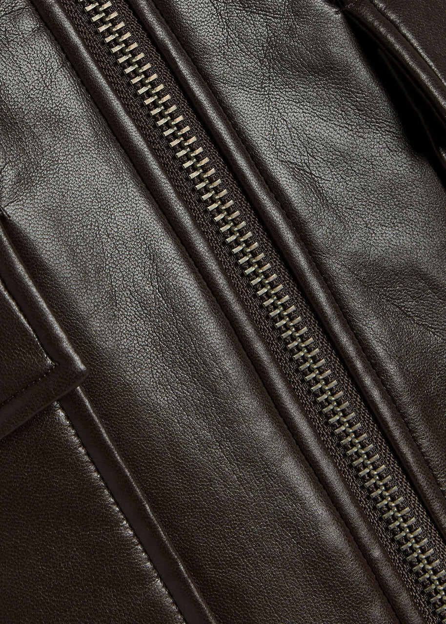 Anine Bing Kelanie Leather-blend Jacket Dark Brown