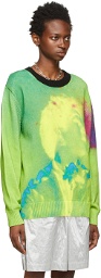 Dries Van Noten Green Len Lye Edition Cotton Graphic Print Sweater