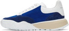 Alexander McQueen Blue Suede Court Trainer Sneakers