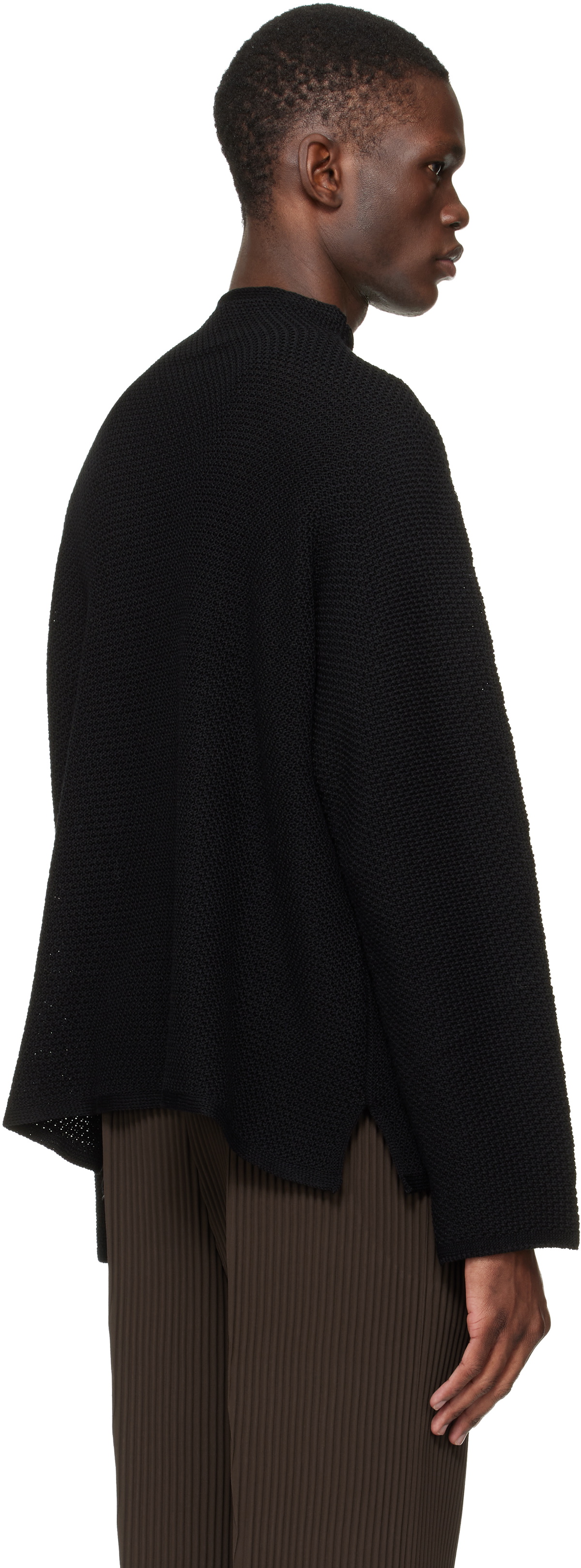 HOMME PLISSÉ ISSEY MIYAKE Black Rustic Knit Sweater