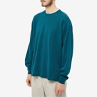 Auralee Men's Long Sleeve Cotton Mesh T-Shirt in Dark Green