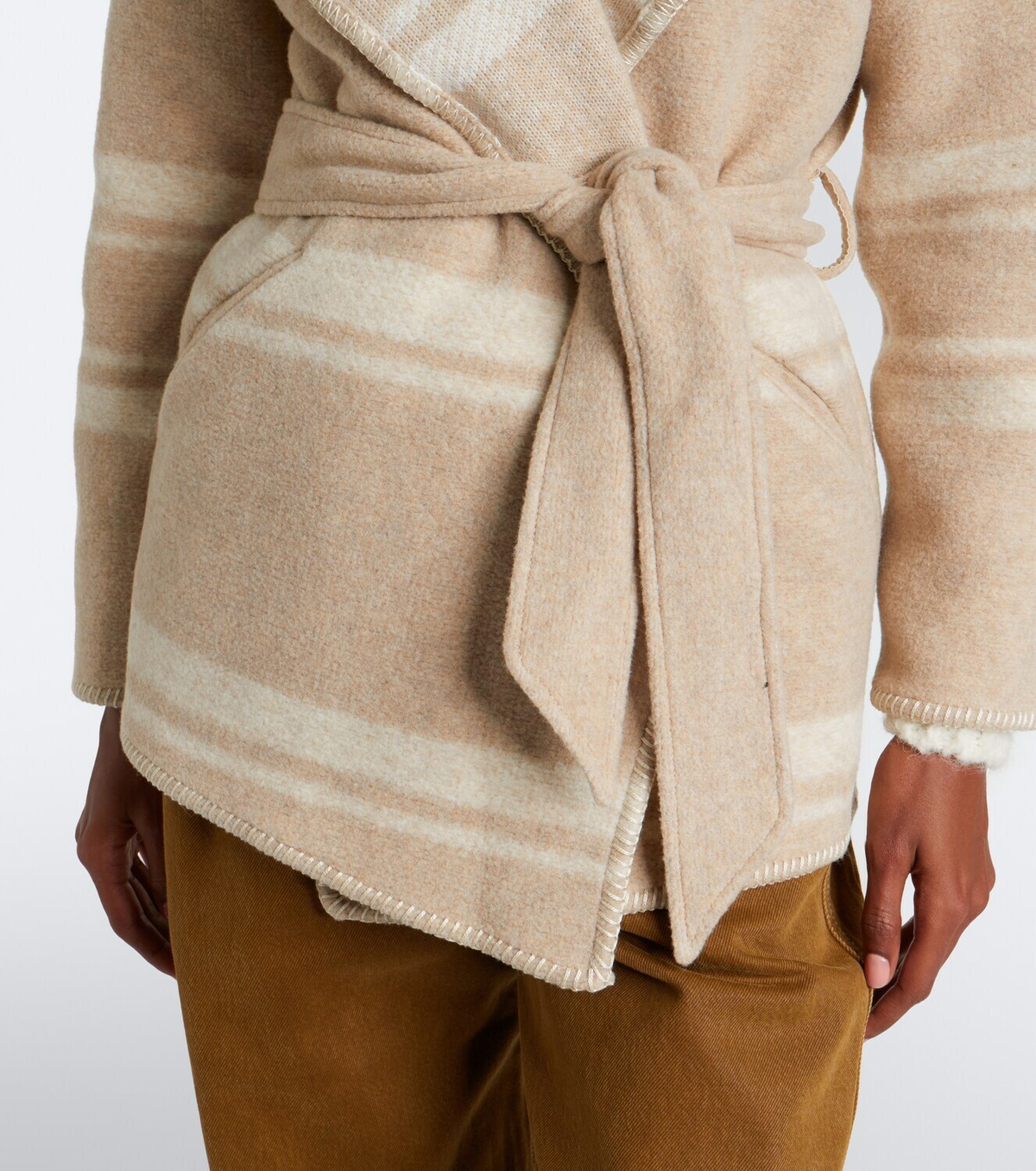 Marant Etoile Brea striped wrap coat