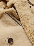RRL - Deering Leather-Trimmed Shearling Hooded Parka - Neutrals
