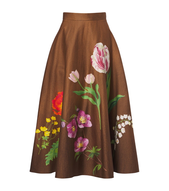Photo: Oscar de la Renta Floral cotton-blend midi skirt