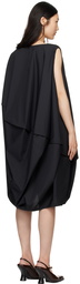 132 5. ISSEY MIYAKE Black Bubble Solid Midi Dress