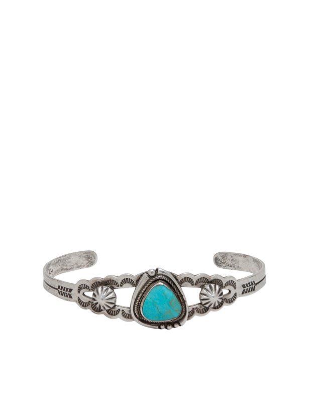 Photo: FOUNDWELL - Vintage 1960s Sterling Silver Turquoise Bracelet - Silver