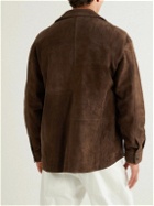 FRAME - Suede Zip-Up Shirt Jacket - Brown