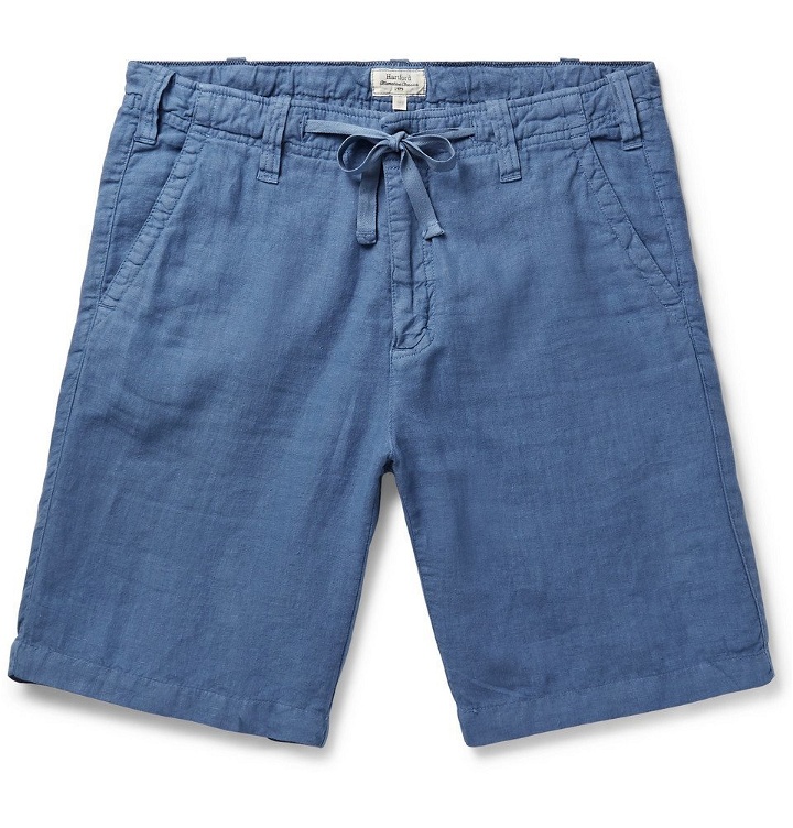Photo: Hartford - Boy Slim-Fit Linen Drawstring Shorts - Blue