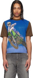 RICE NINE TEN Blue & Brown Photo Print T-shirt