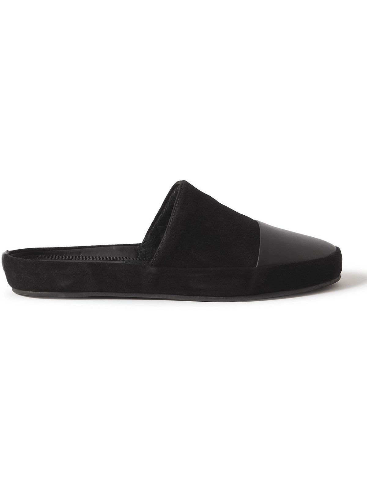 MULO - Leather-Trimmed Suede Slippers - Black Mulo