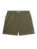 A.P.C. - Straight-Leg Long-Length Logo-Embroidered Swim Shorts - Green