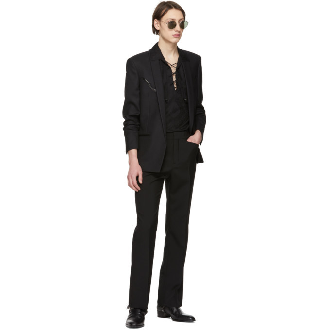 ジャケット Saint Laurent Black Gabardine Blazer Saint Laurent Wool Gabardine Classic Blazer In Black | ModeSens