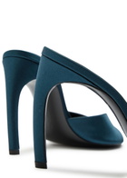 Victoria Beckham Harlow 100 Pointed Satin Mules Teal