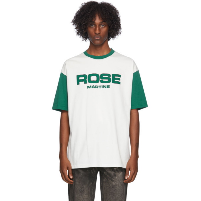 Martine Rose White and Green Contrast T-Shirt Martine Rose