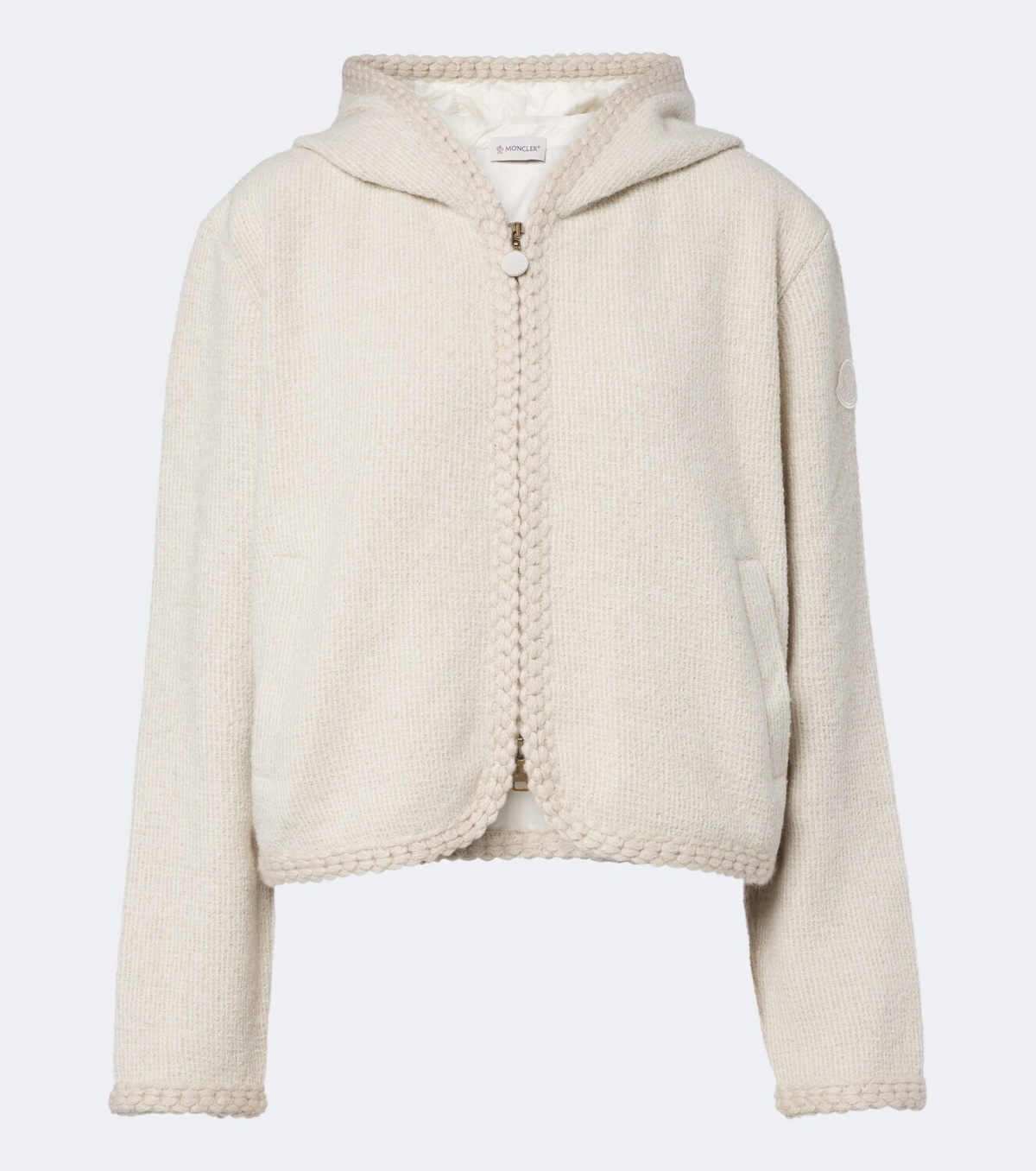 Moncler Hooded waffle-knit cardigan