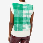 KITRI Women's Meadow Check Knit Vest in Green