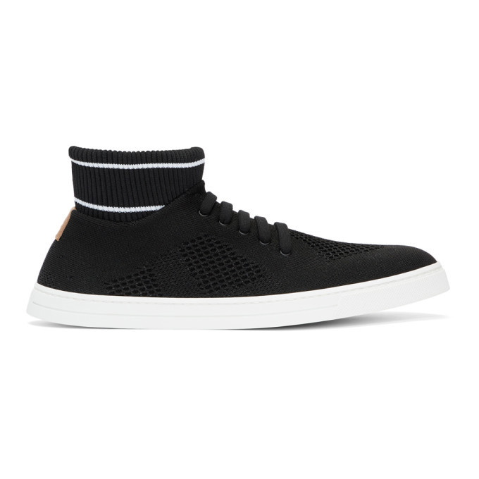 Photo: Fendi Black Knit High-Top Sneakers