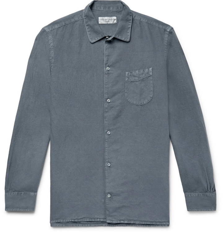 Photo: Officine Generale - Slim-Fit Pigment-Dyed Cotton and Linen-Blend Shirt - Anthracite