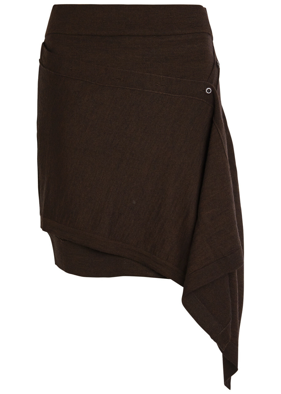 Lemaire Buttoned-panel Fine-knit Mini Skirt Dark Brown