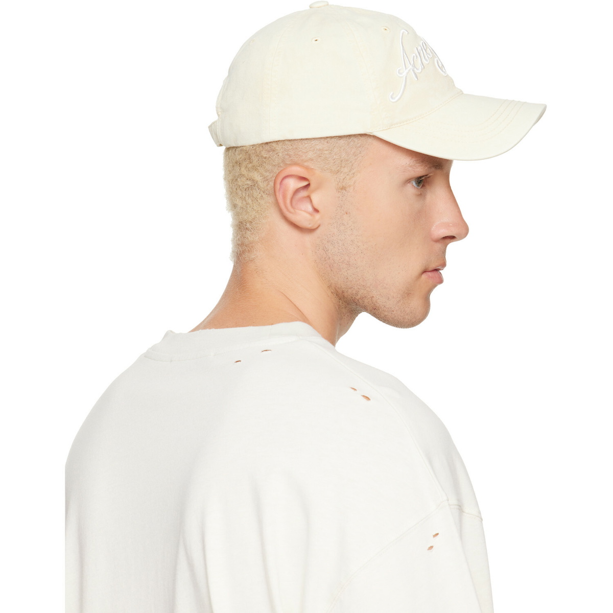 Acne Studios Off-White Embroidered Logo Cap