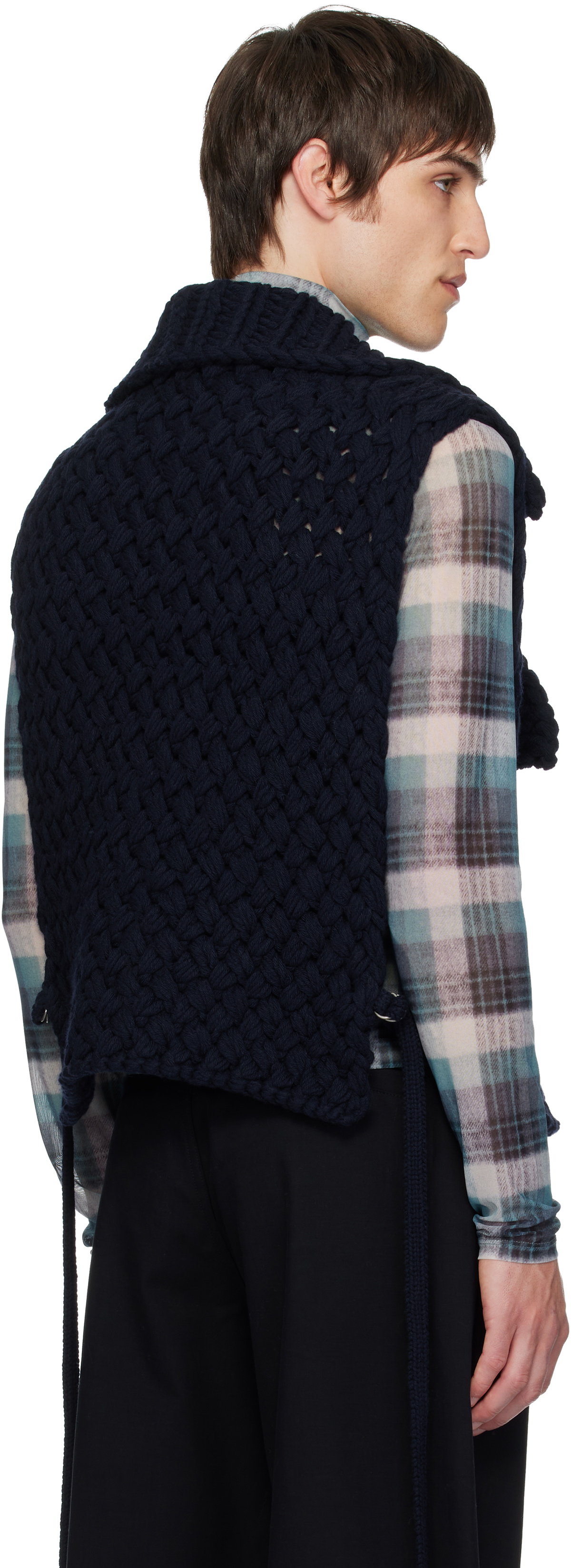 Dries Van Noten Navy Merino Wool Vest