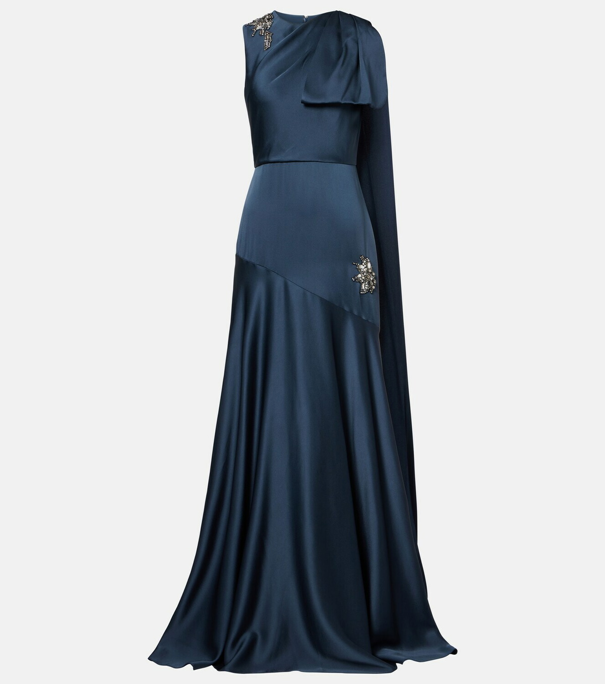 Erdem Embellished scarf-detail satin cady gown