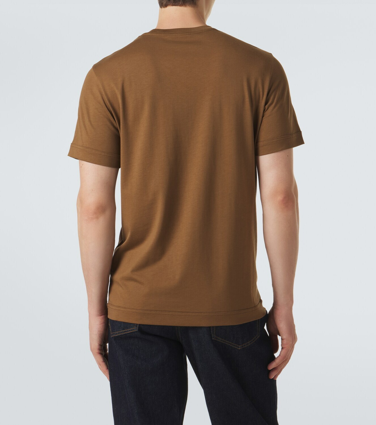 Moncler Leather-trimmed cotton jersey T-shirt