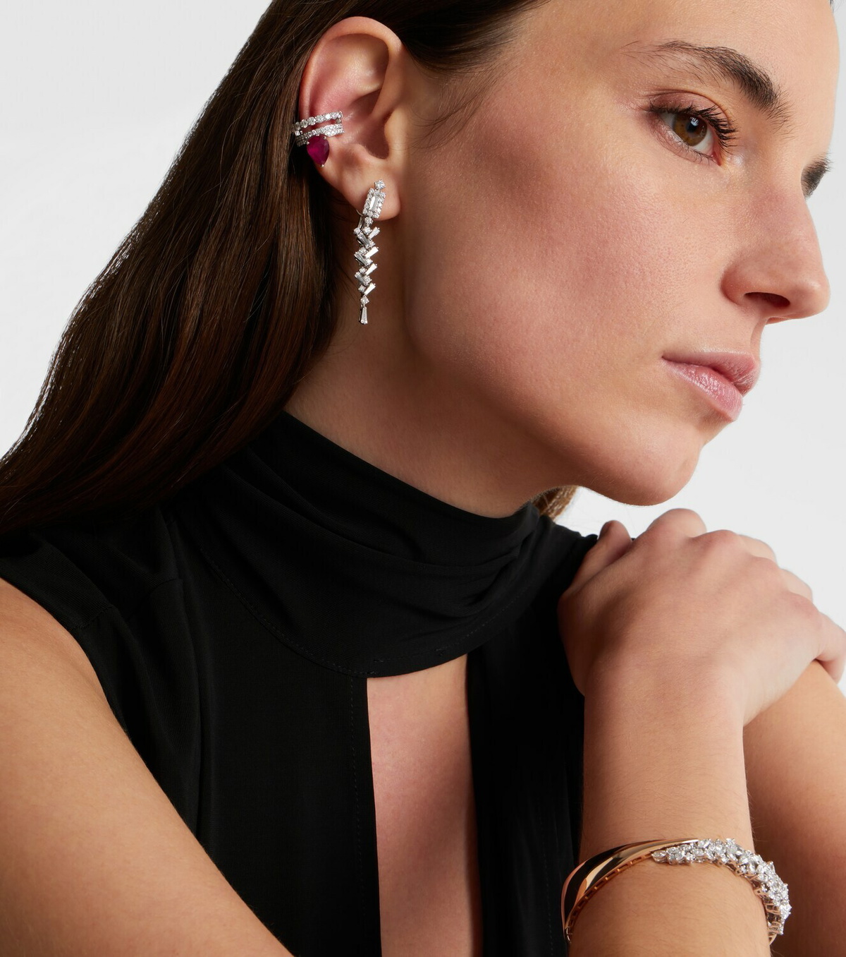 Yeprem 18kt white gold (750/1000) earrings with diamonds