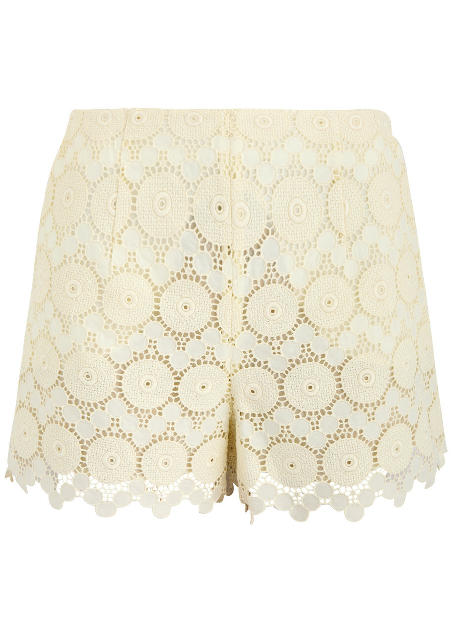 LA Double J Margarita Macramé Lace Shorts Off White