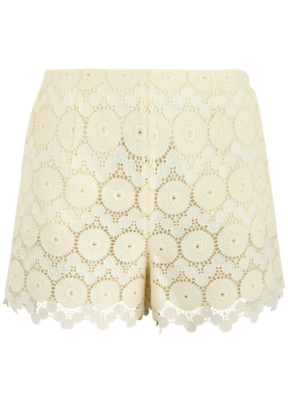 Photo: LA Double J Margarita Macramé Lace Shorts Off White