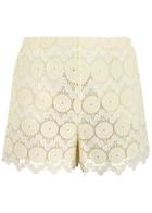 LA Double J Margarita Macramé Lace Shorts Off White