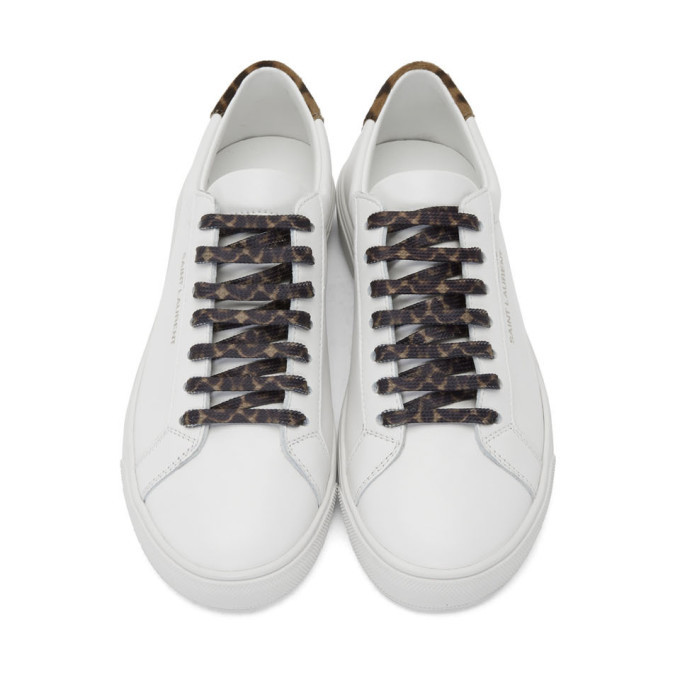 アリサンダー SAINT LAURENT White Leather Andy Sneakers With Red Crystal