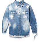 424 - Oversized Distressed Bleached Denim Shirt - Blue