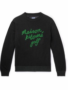 Maison Kitsuné - Logo-Jacquard Wool Golf Sweater - Black