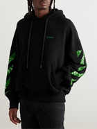 Off-White - Printed Cotton-Jersey Hoodie - Black