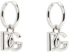 Dolce&Gabbana Silver Hoop 'DG' Logo Pendant Earrings