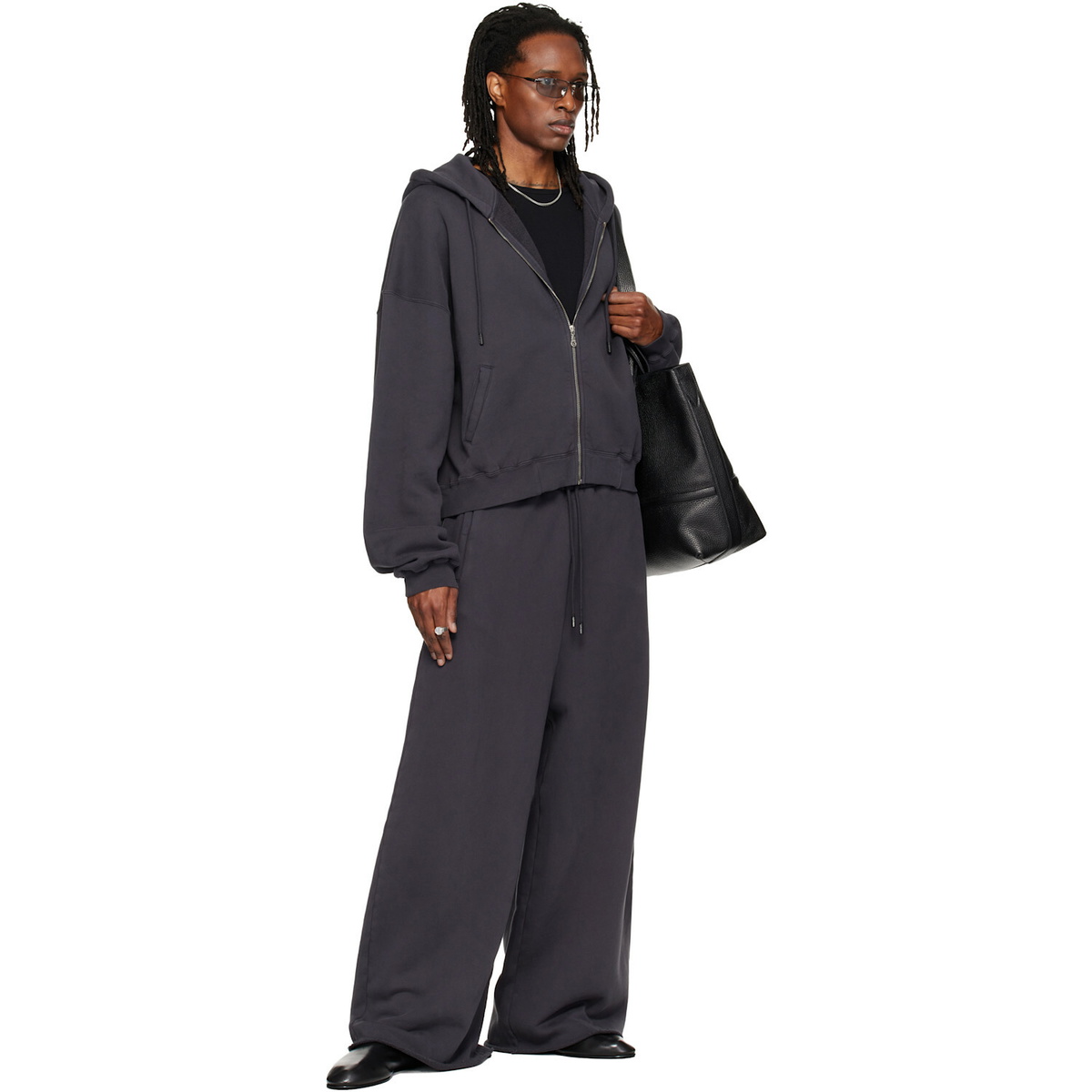 LU'U DAN Gray Raw-Cut Bontan Sweatpants