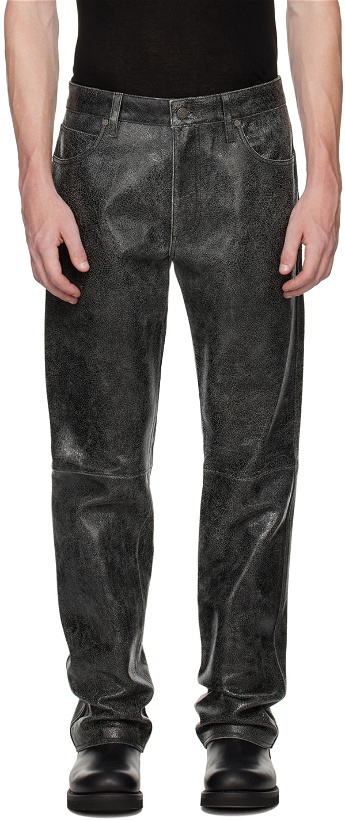 Photo: GUESS USA Black Cracked Leather Pants