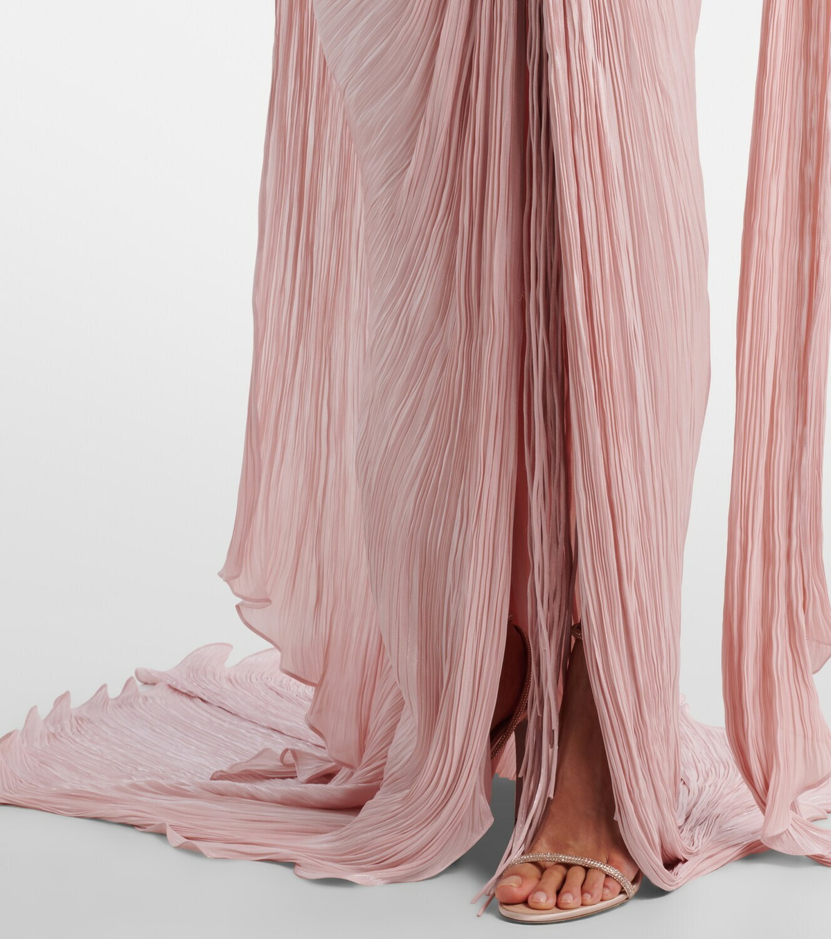 Marmar Halim Pleated taffeta bustier gown and scarf set