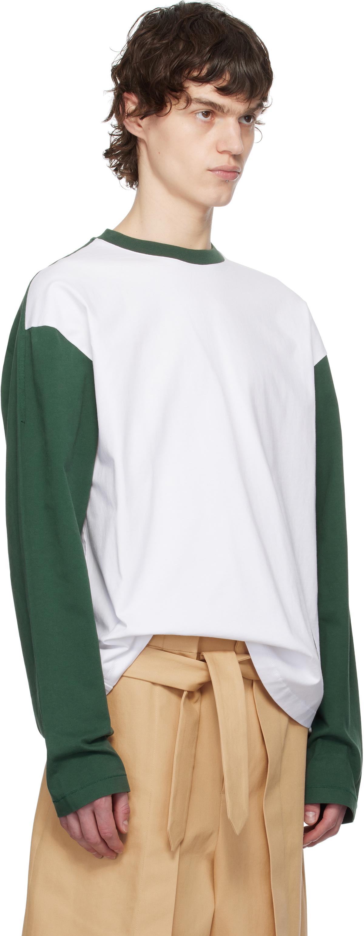 JACQUEMUS Green & White La Croisière 'The Baseball long-sleeve' T