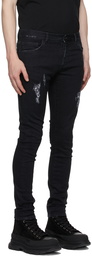 Marcelo Burlon County of Milan Black Slim Distressed Cross Jeans