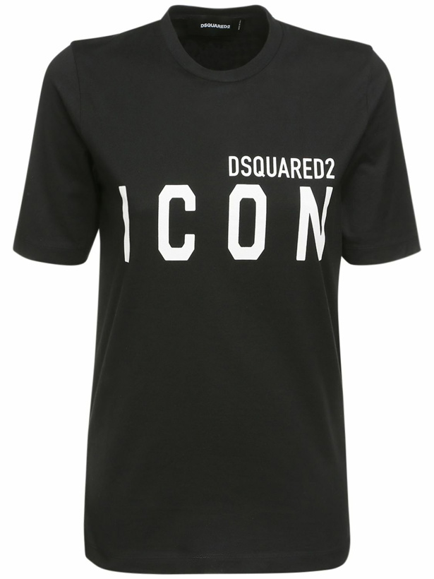 Photo: DSQUARED2 - Icon Logo Print Cotton Jersey T-shirt