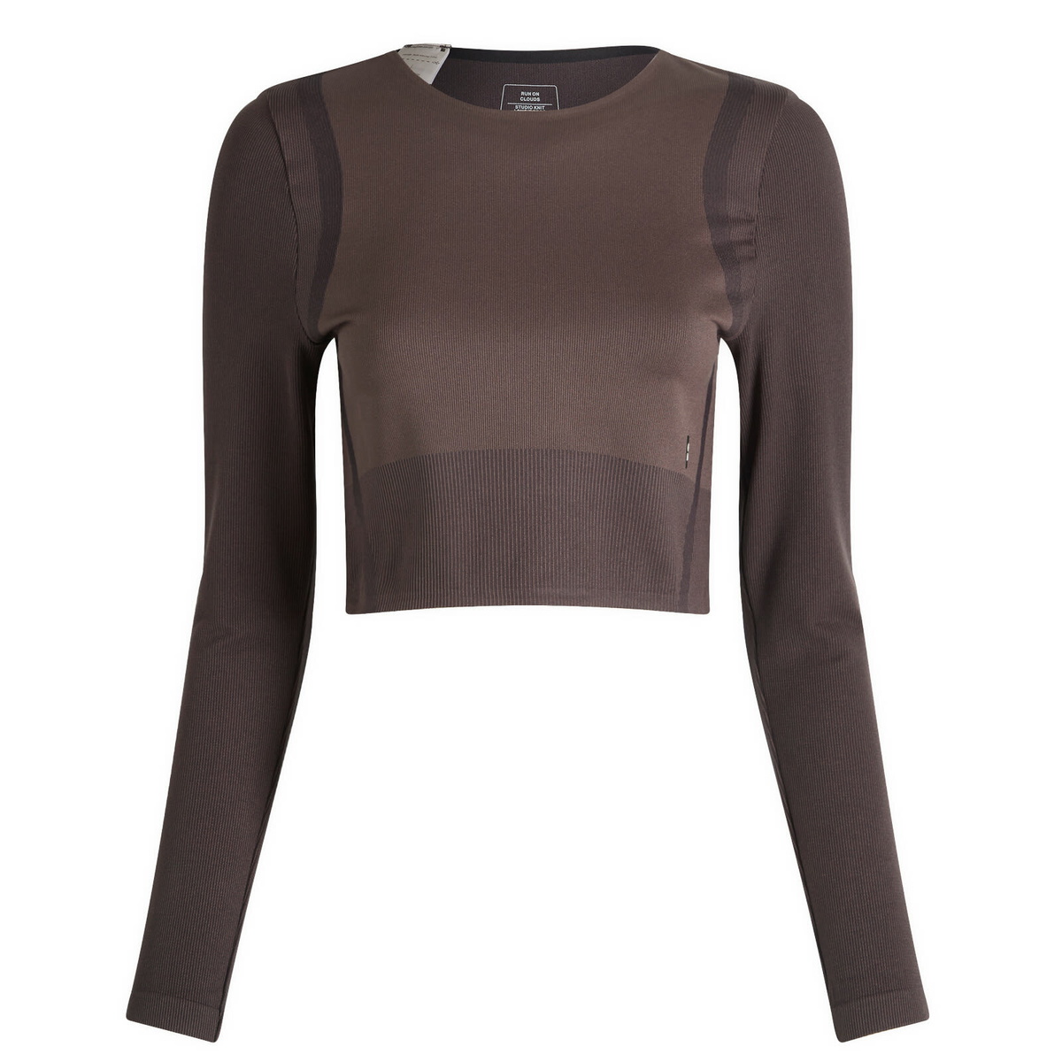 ON Women's Studio Knit Lg-T Crop in Pebble/Black