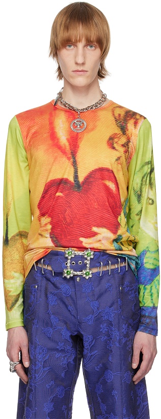 Photo: Chopova Lowena Multicolor Fire Heart Long Sleeve T-Shirt