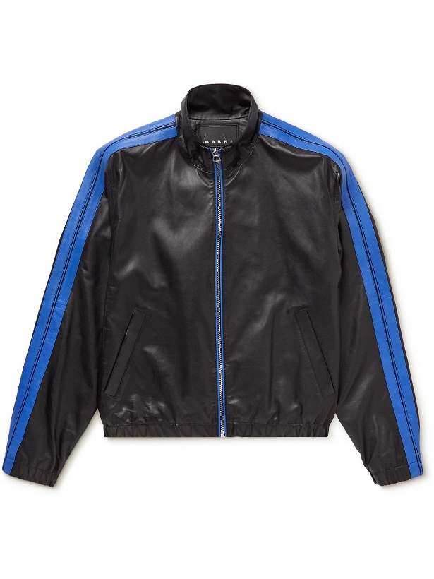 Photo: Marni - Panelled Striped Leather Jacket - Black